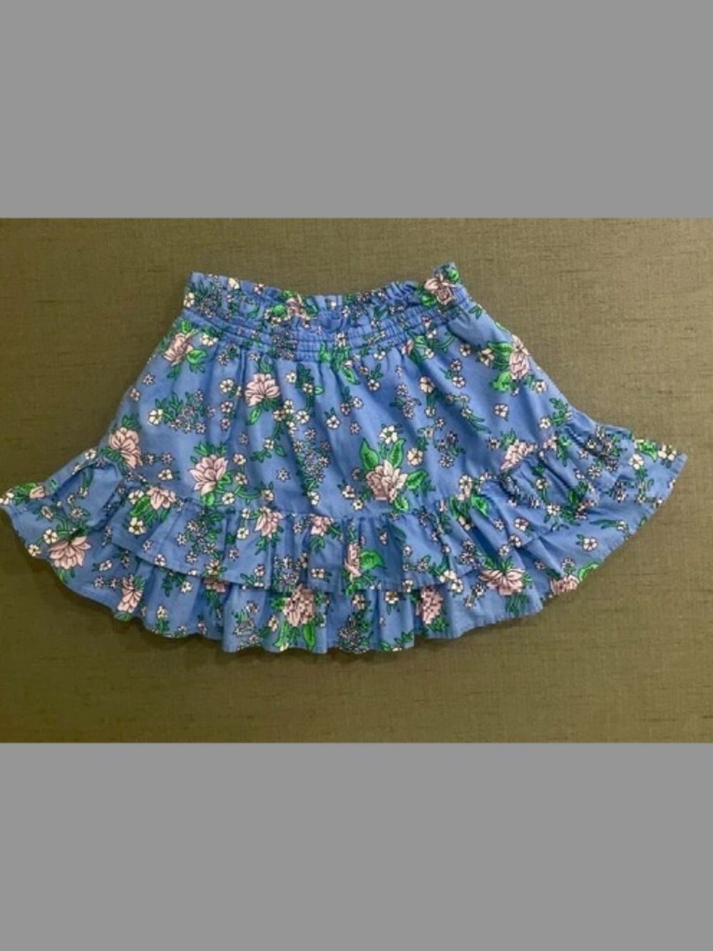 J.Crew Crewcuts Girls' Blue Floral Ruffle Cotton Skirt SZ 4-5 years